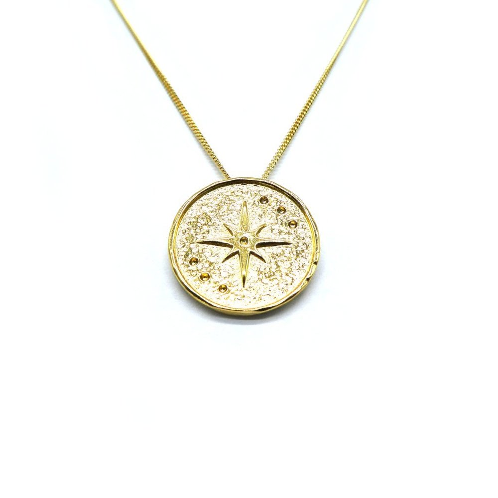 Gold Star Vintage-style Pendant Necklace (Made in California)